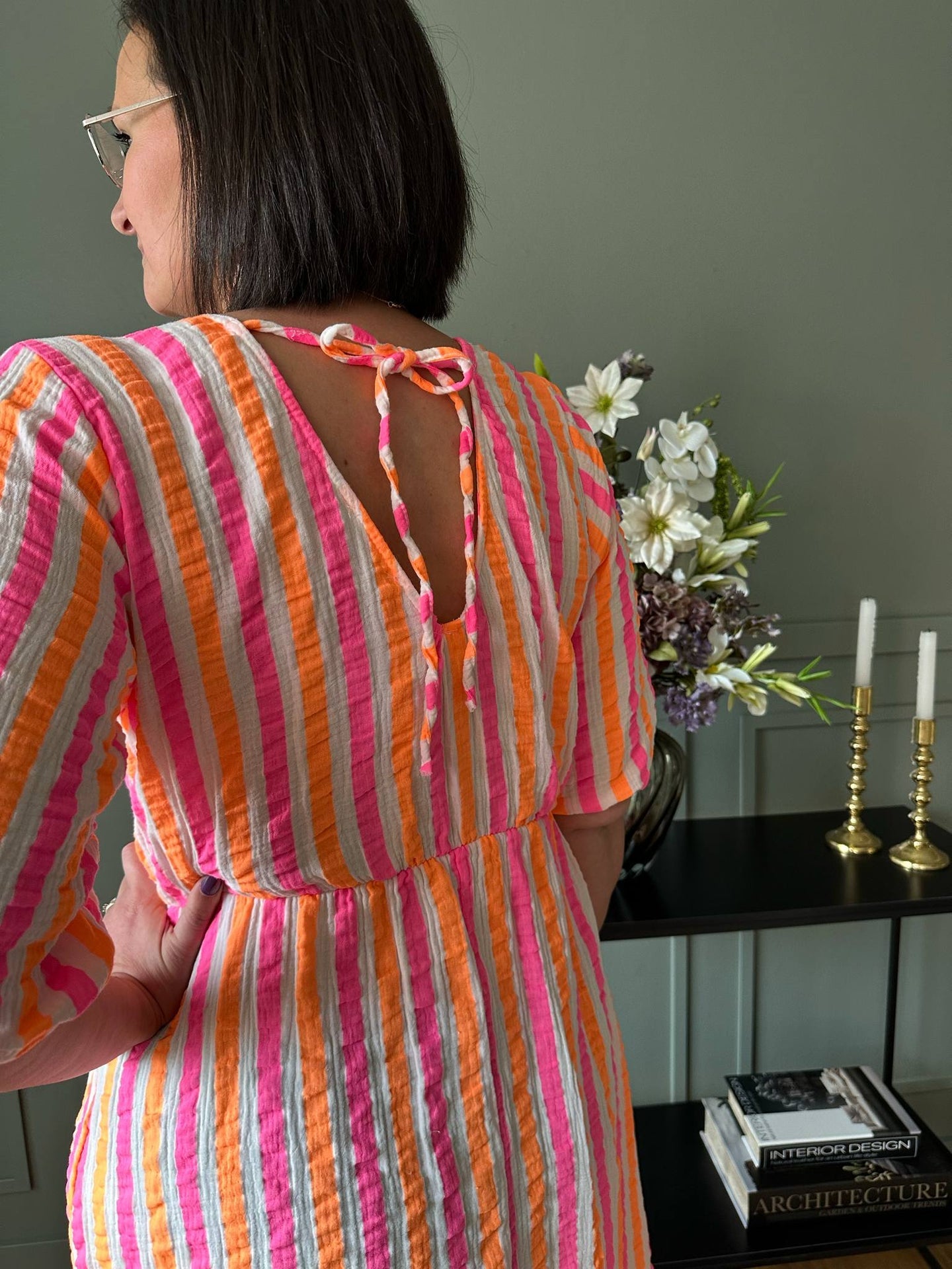 Kleid Andrea - Stripe Fuxia/Orange