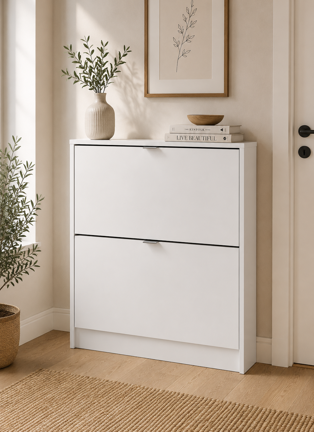 Schuhschrank mit 2 Fächern - White