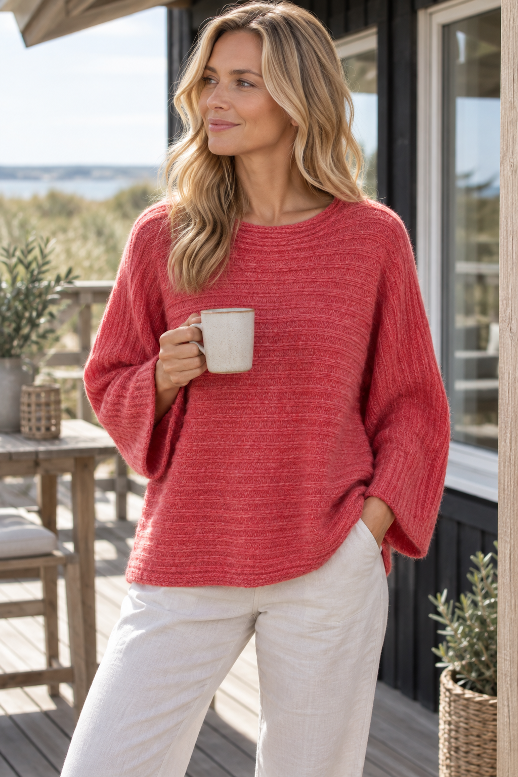Oversized-Pullover - Coral Woll-/Mohair-Mix