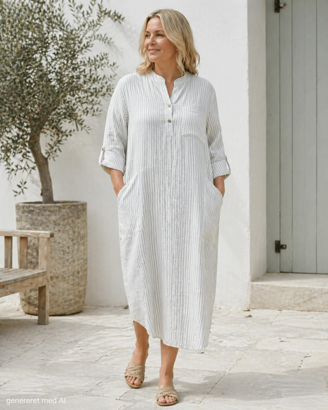Kleid Leinen – Grey Stripe