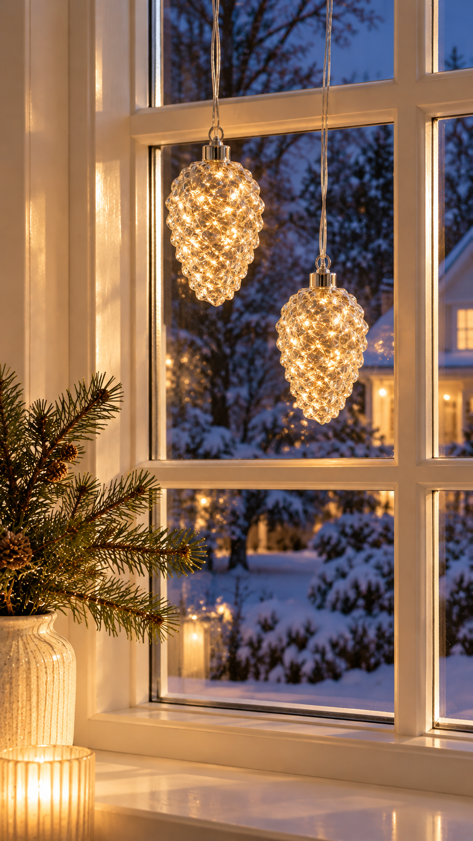 Tannenzapfen mit Licht – Glas-LED-Deko