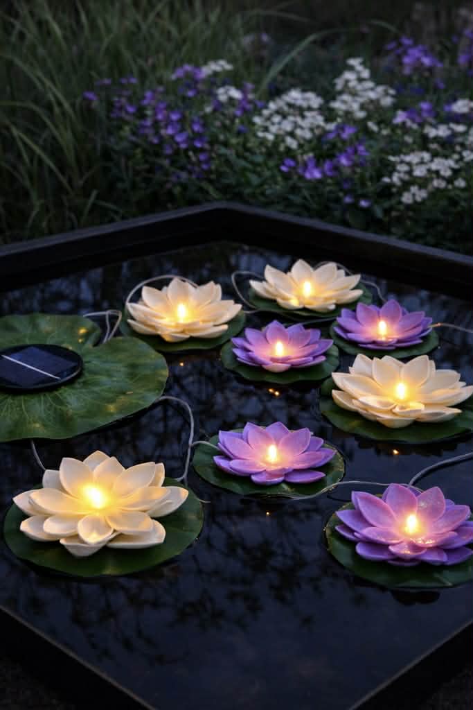 Lotus-Kette mit Solar - 8 Blüten