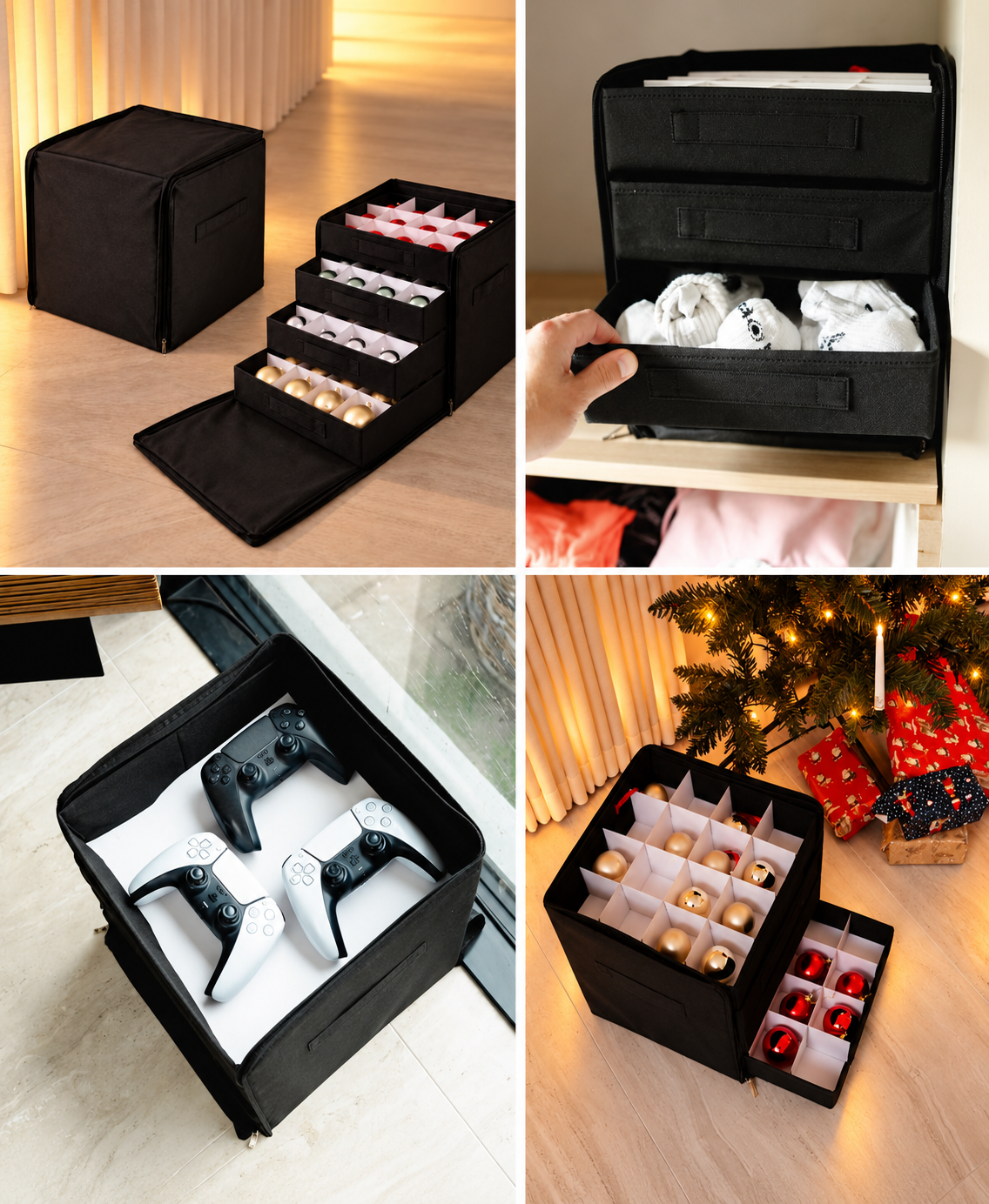 Aufbewahrungsbox mit unterteilten Schubladen – für Weihnachtskugeln
