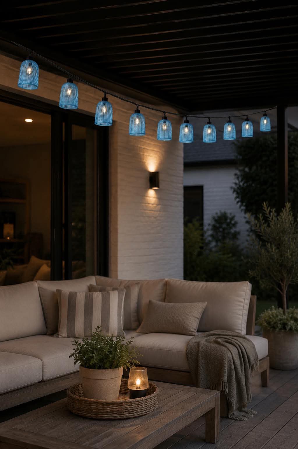 Lichterkette mit Solarpanel - Blue