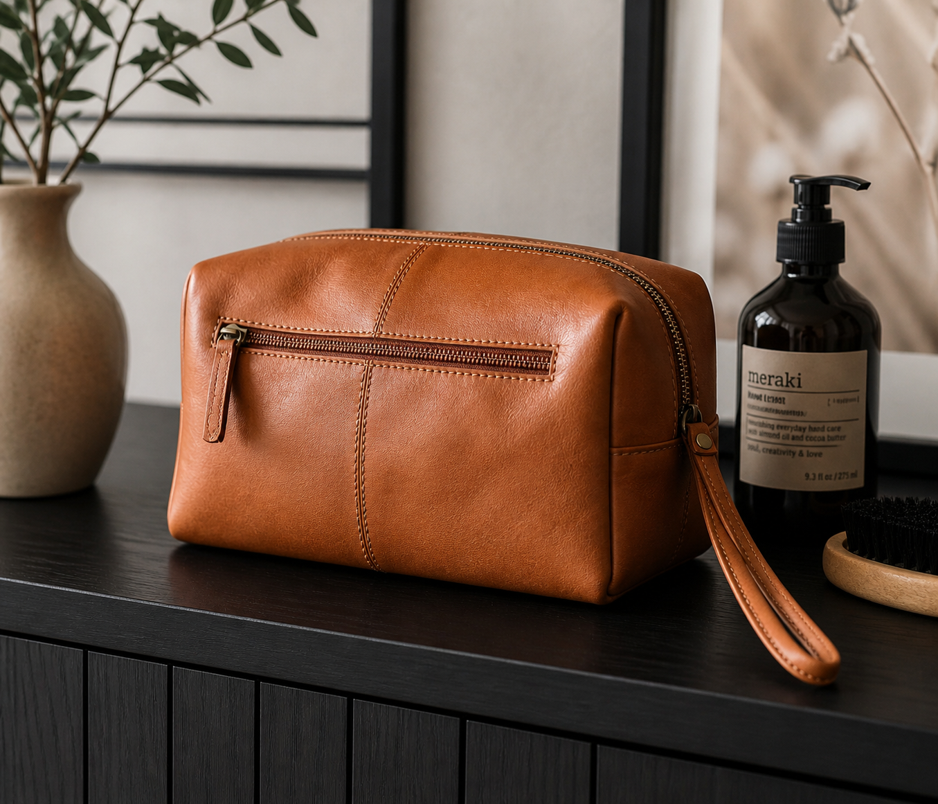 Toilettentasche Nora Cognac