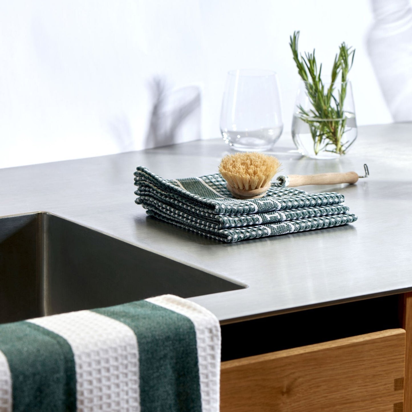 Küchentücher Set mit 3 Stück - Gewaffelt - Grün