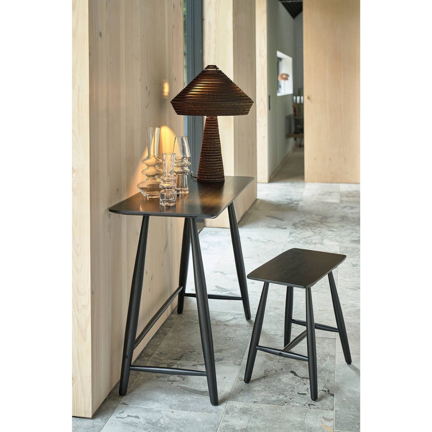 Hocker - Eiche natur / schwarz