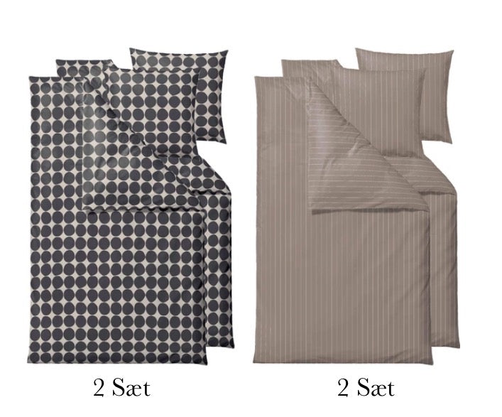 Bettwäsche, 4er Set - Södahl Kombipack - 2x Bubbles Ash & 2x Zen Taupe
