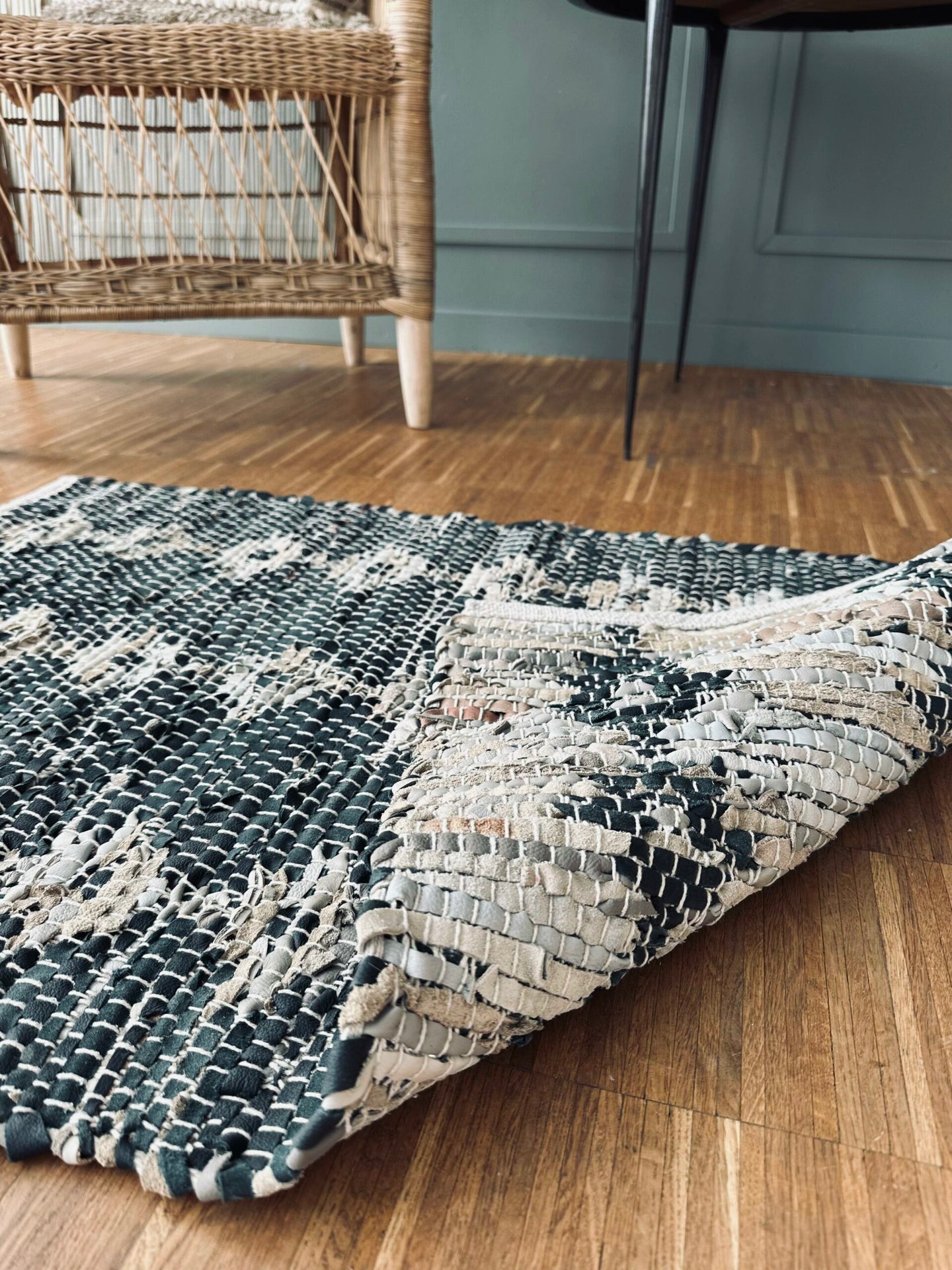 Teppich aus geflochtenem Leder – 60x90 cm