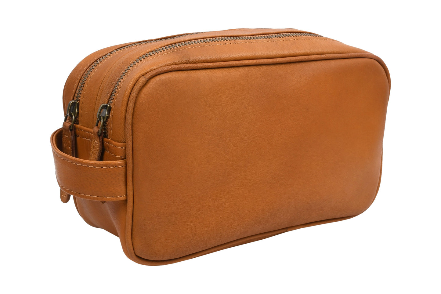 Doppelte Kulturtasche Faust - Cognac