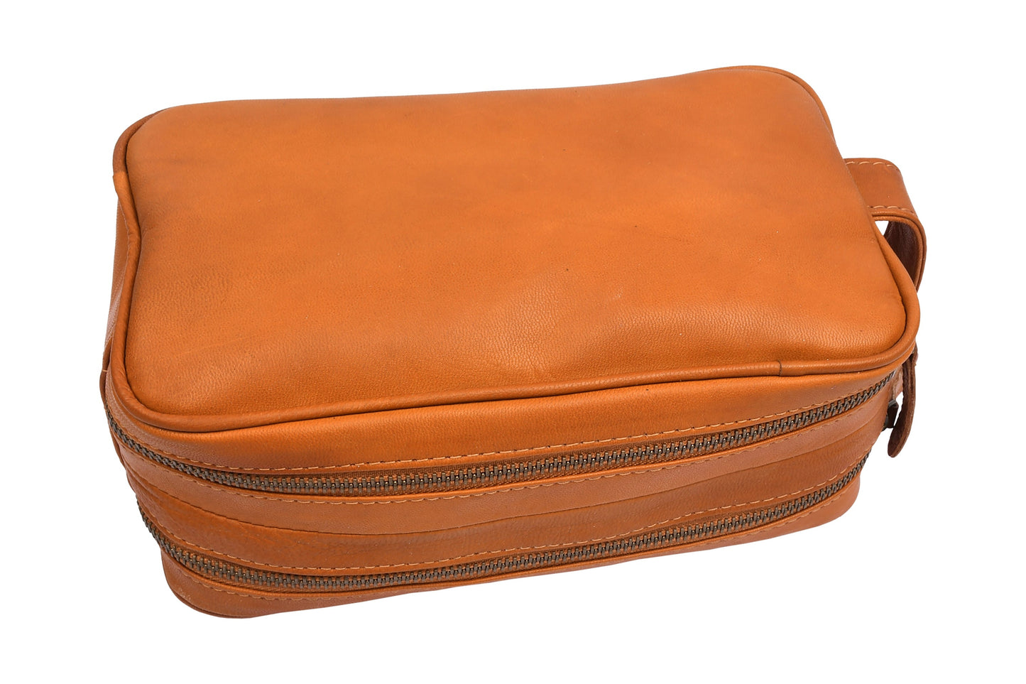 Doppelte Kulturtasche Faust - Cognac