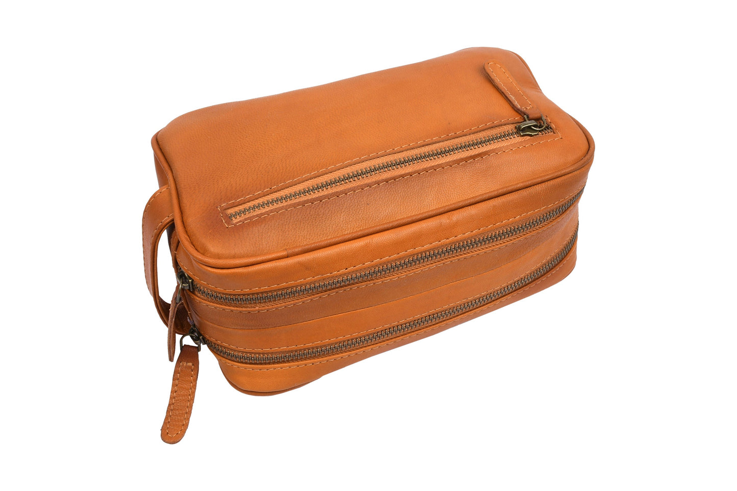 Doppelte Kulturtasche Faust - Cognac