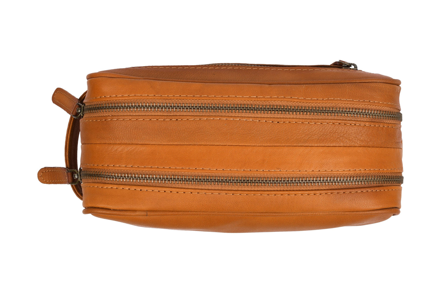 Doppelte Kulturtasche Faust - Cognac