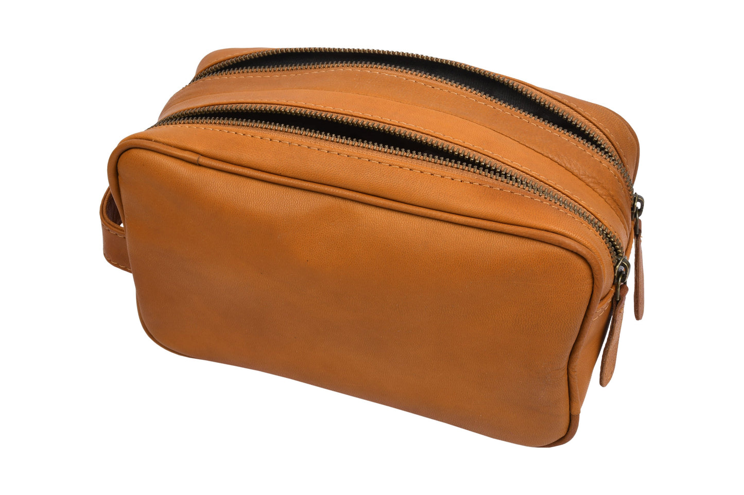 Doppelte Kulturtasche Faust - Cognac