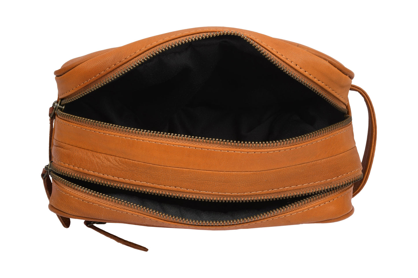 Doppelte Kulturtasche Faust - Cognac