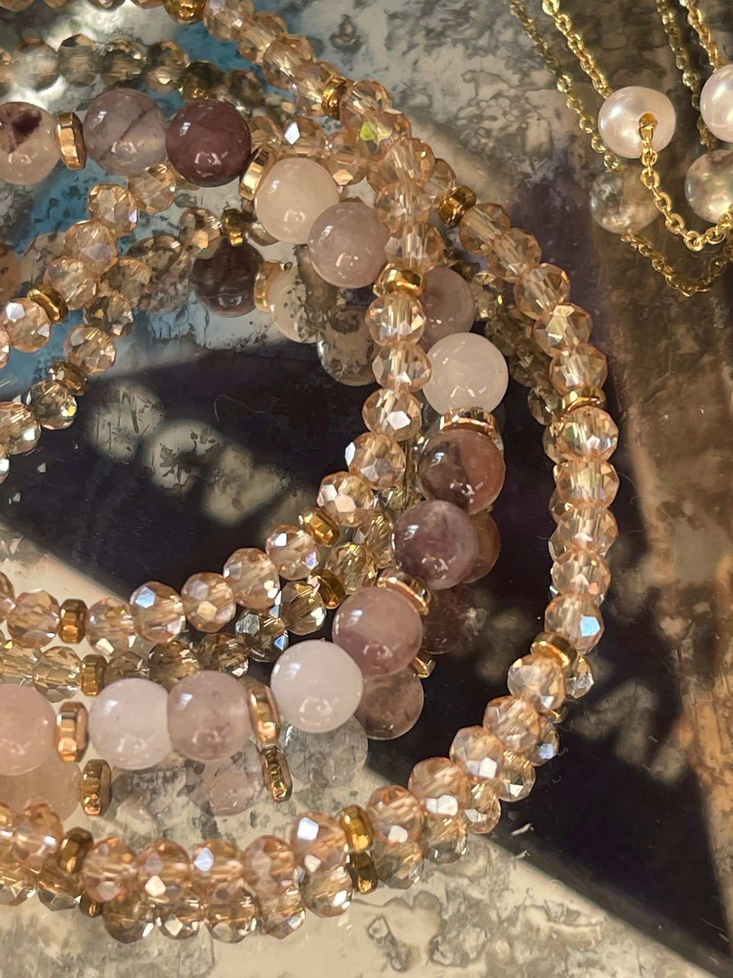 Armbänder Luna Blush Mix / Natur – Set mit 3 Stk.