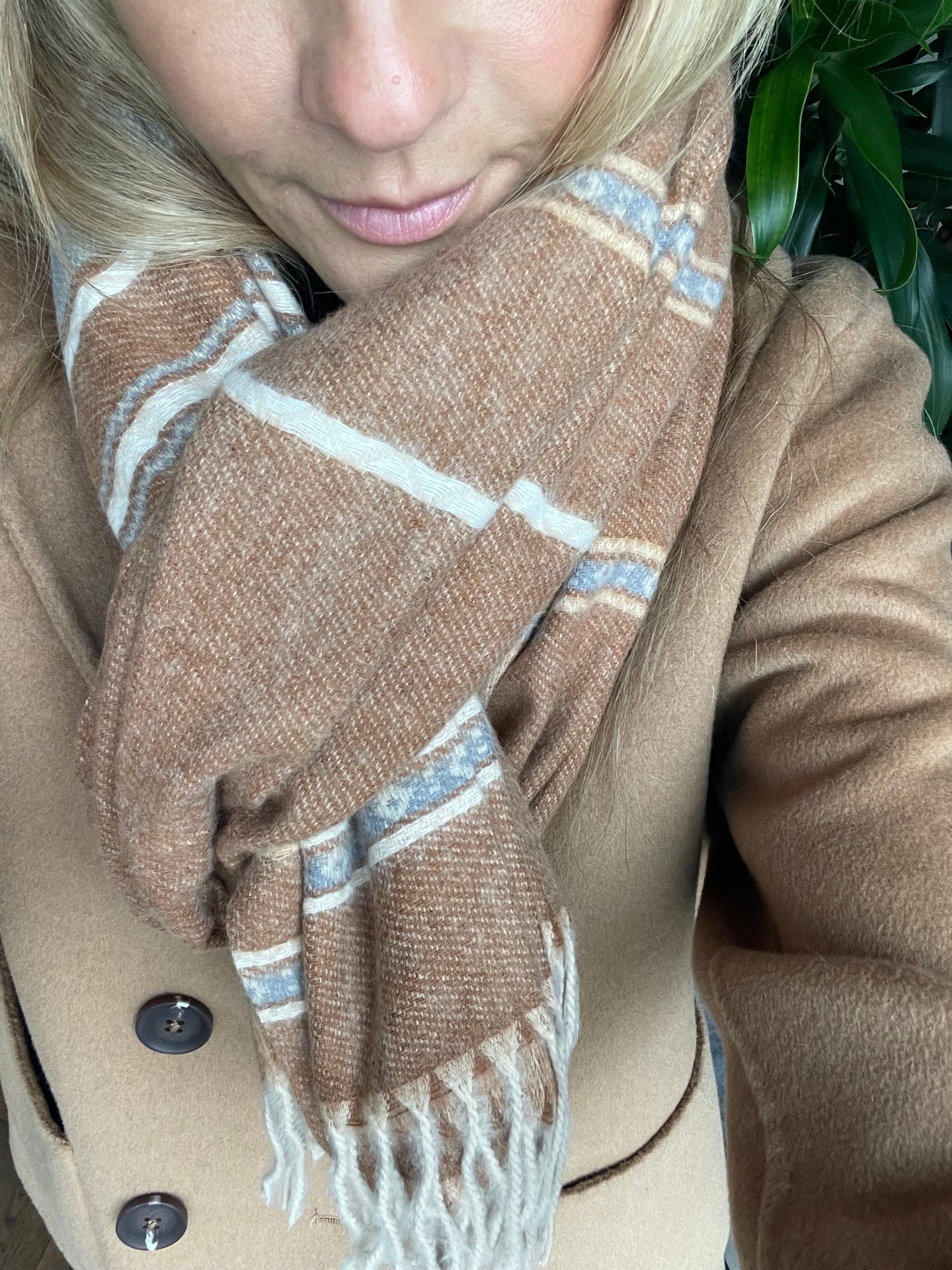 Schal Sasha - Cognac-Streifen