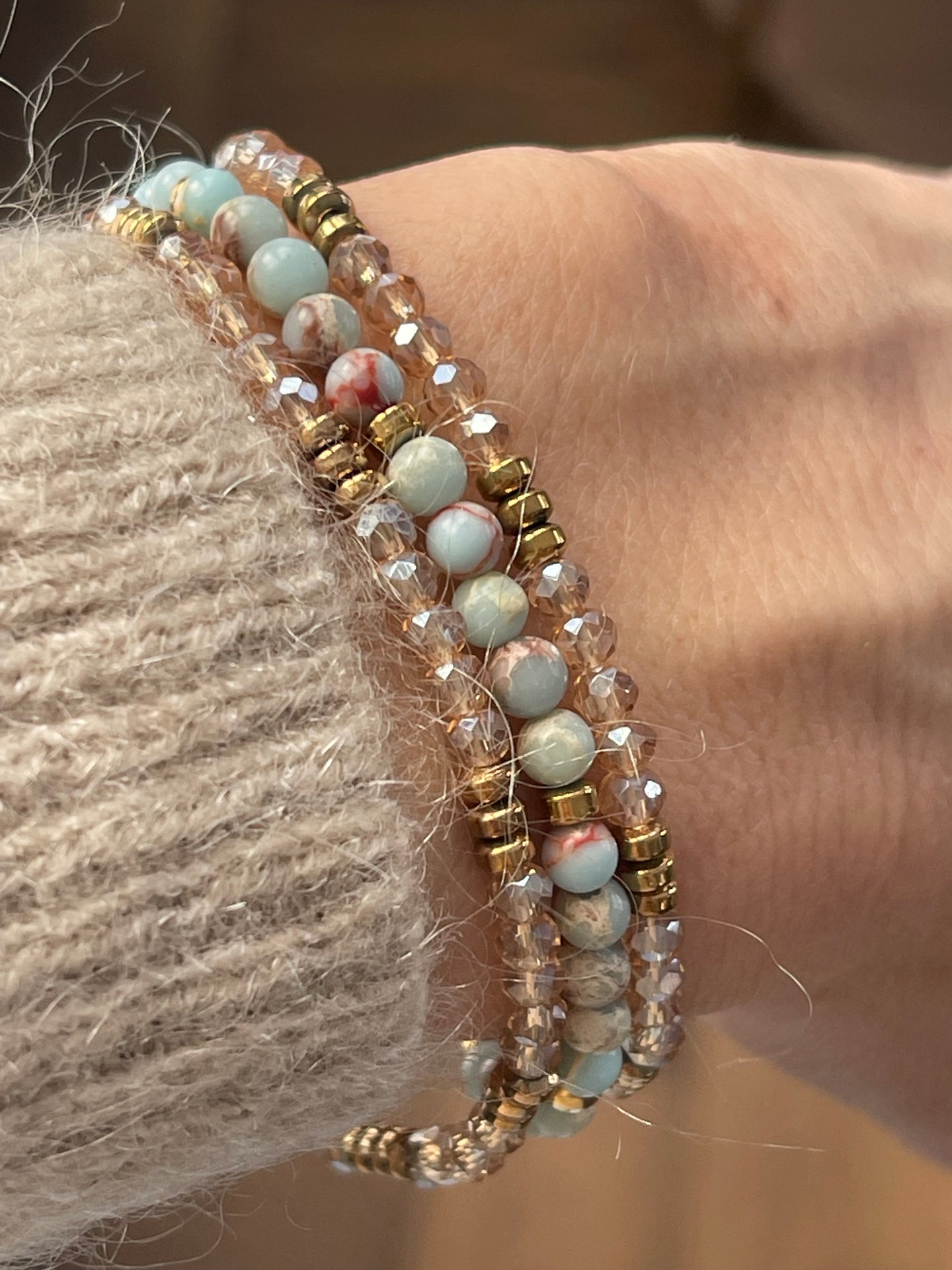 Armband Leah Sea Breeze/Natur – Set mit 3 Stk
