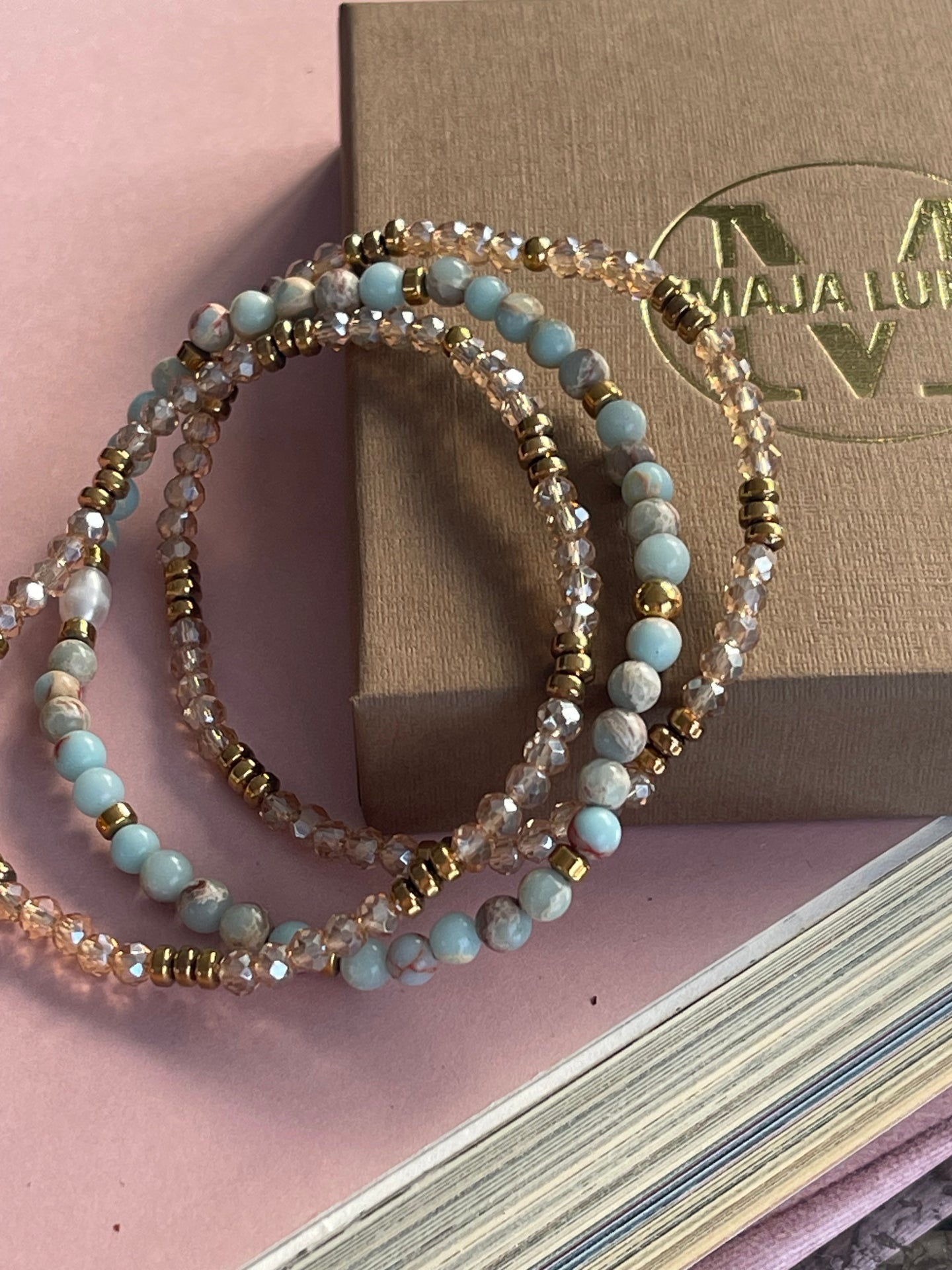 Armband Leah Sea Breeze/Natur – Set mit 3 Stk