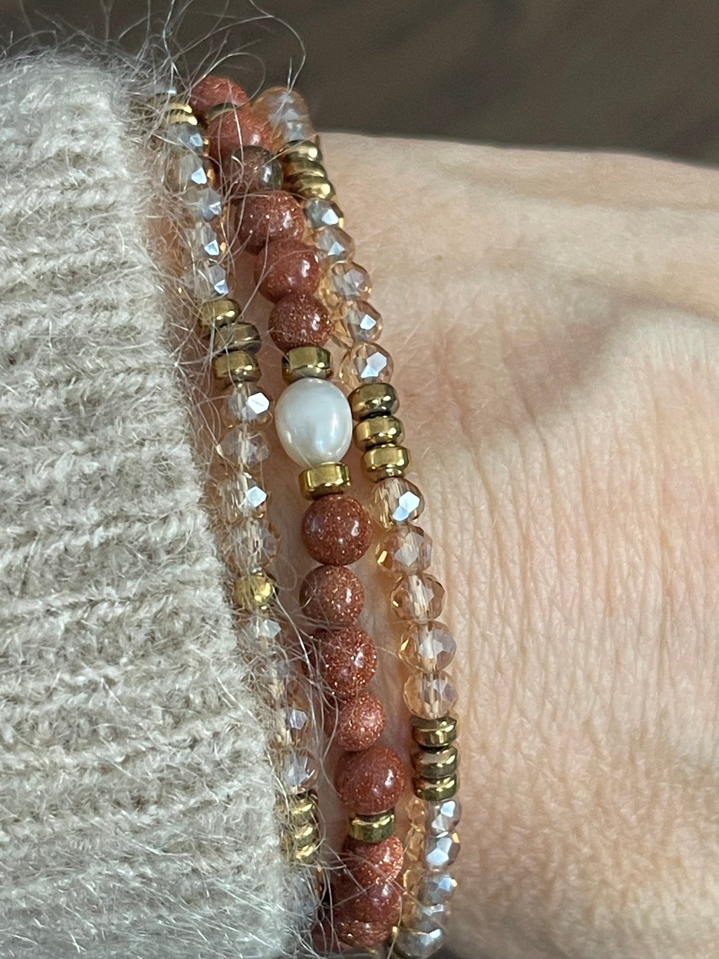 Armband Leah Natur/Cognac – Set mit 3 Stk.
