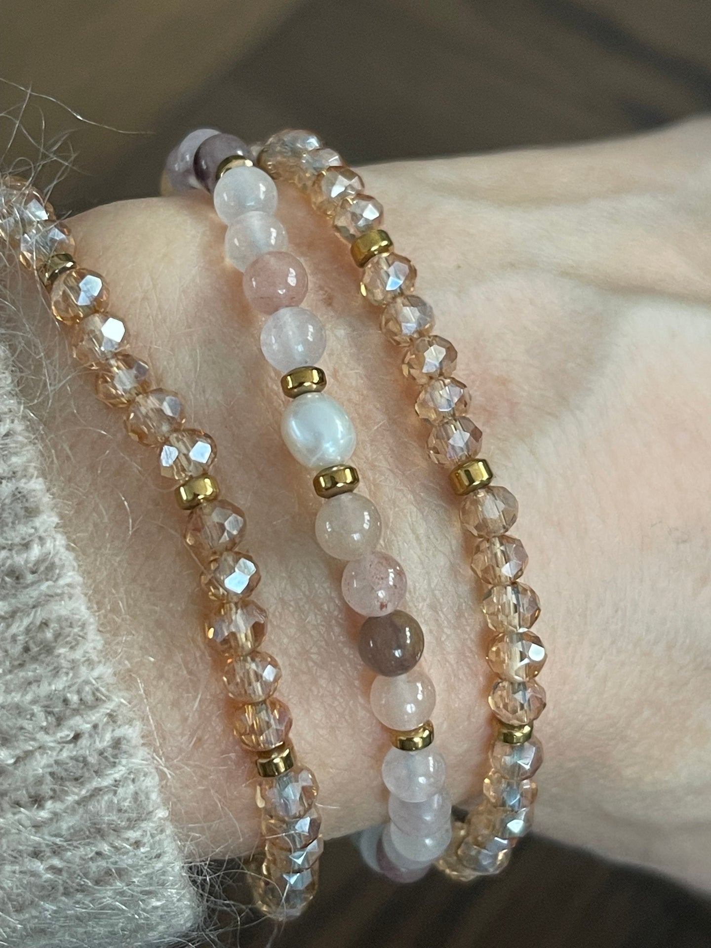 Armband Leah Blush/Natur – Set mit 3 Stück