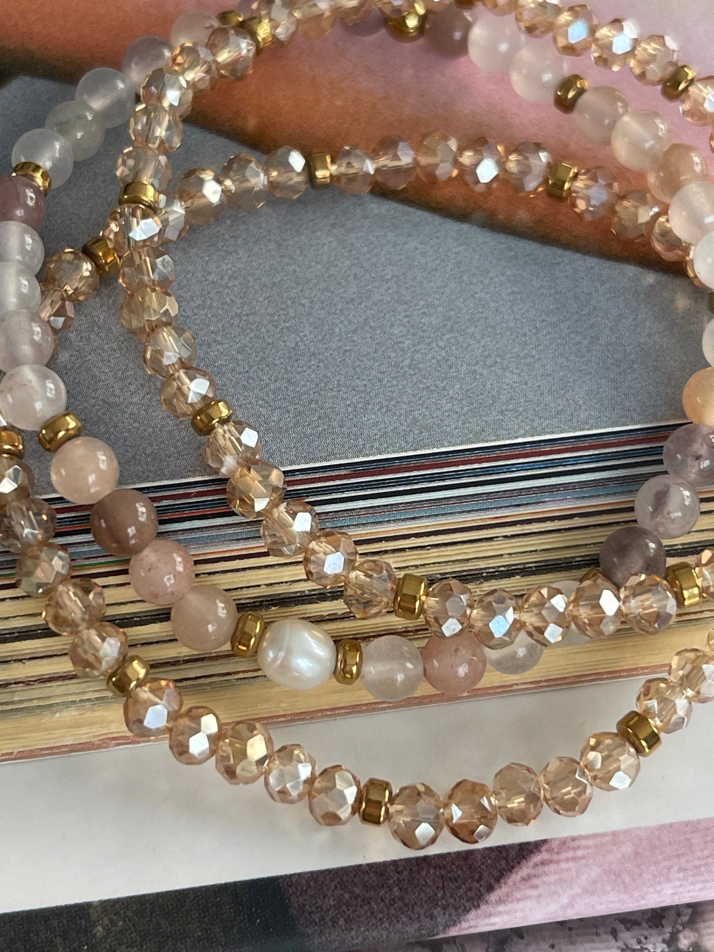 Armband Leah Blush/Natur – Set mit 3 Stück
