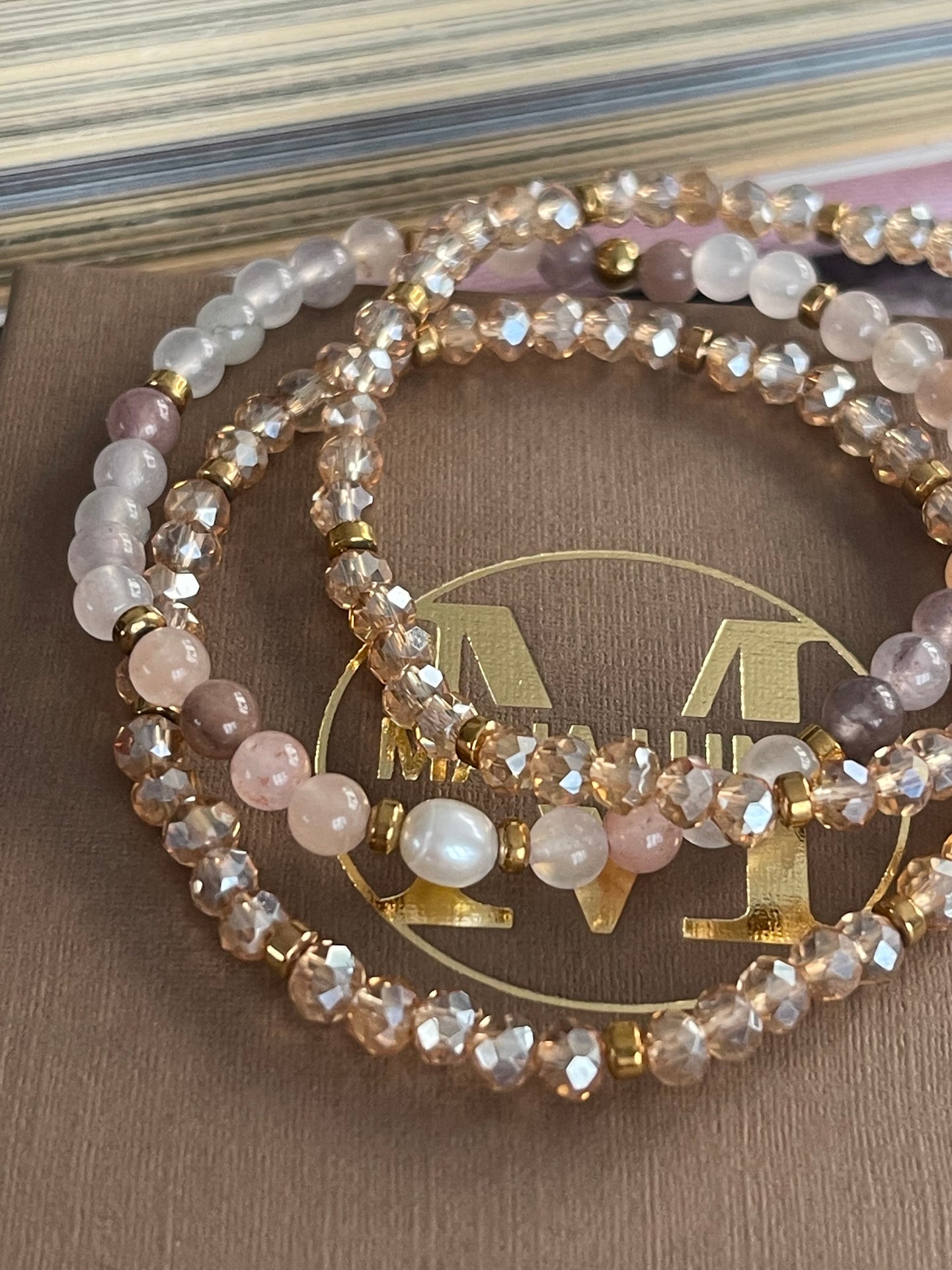 Armband Leah Blush/Natur – Set mit 3 Stück