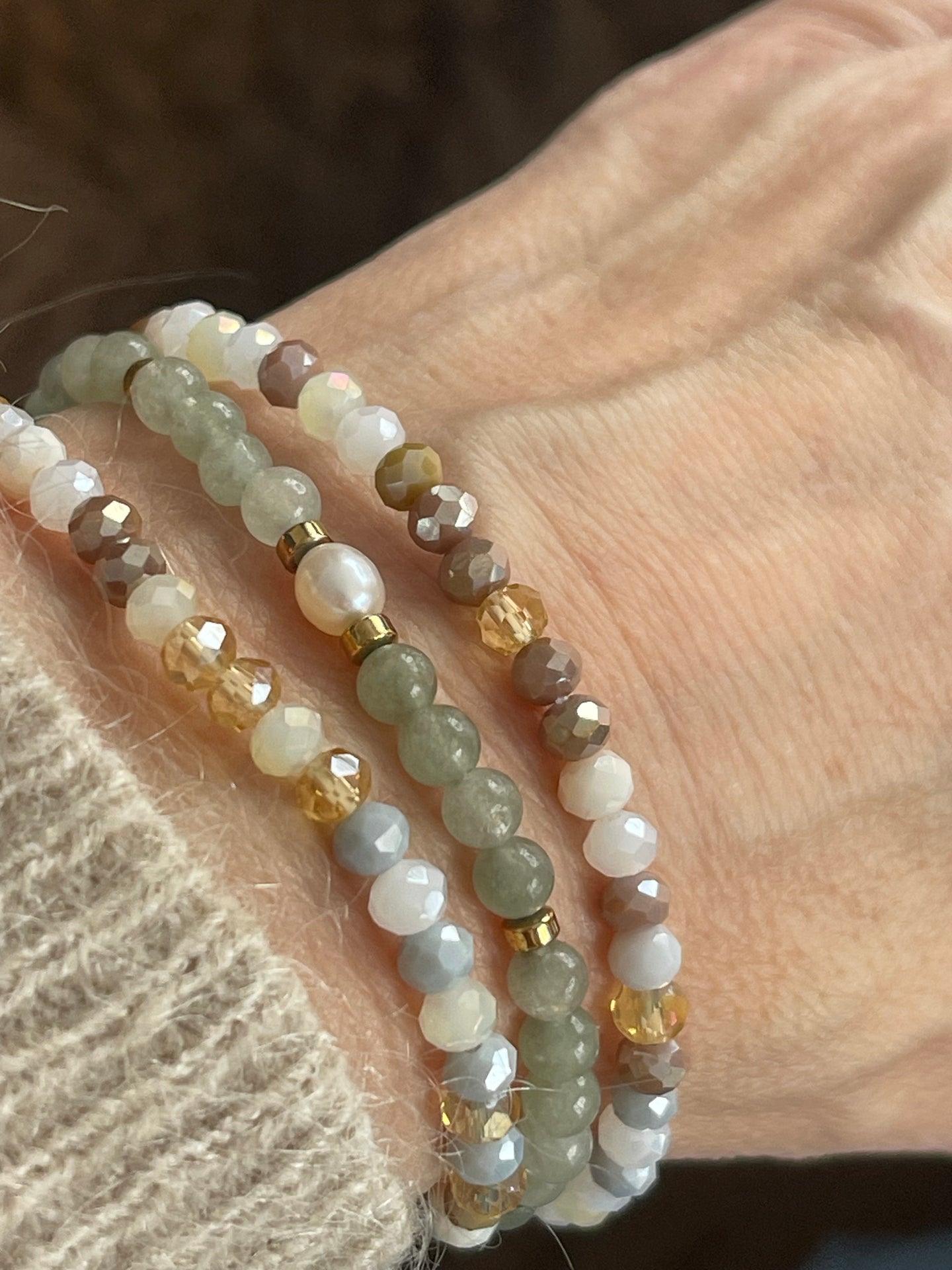 Armband Leah Jade Grün – Set mit 3 Stk