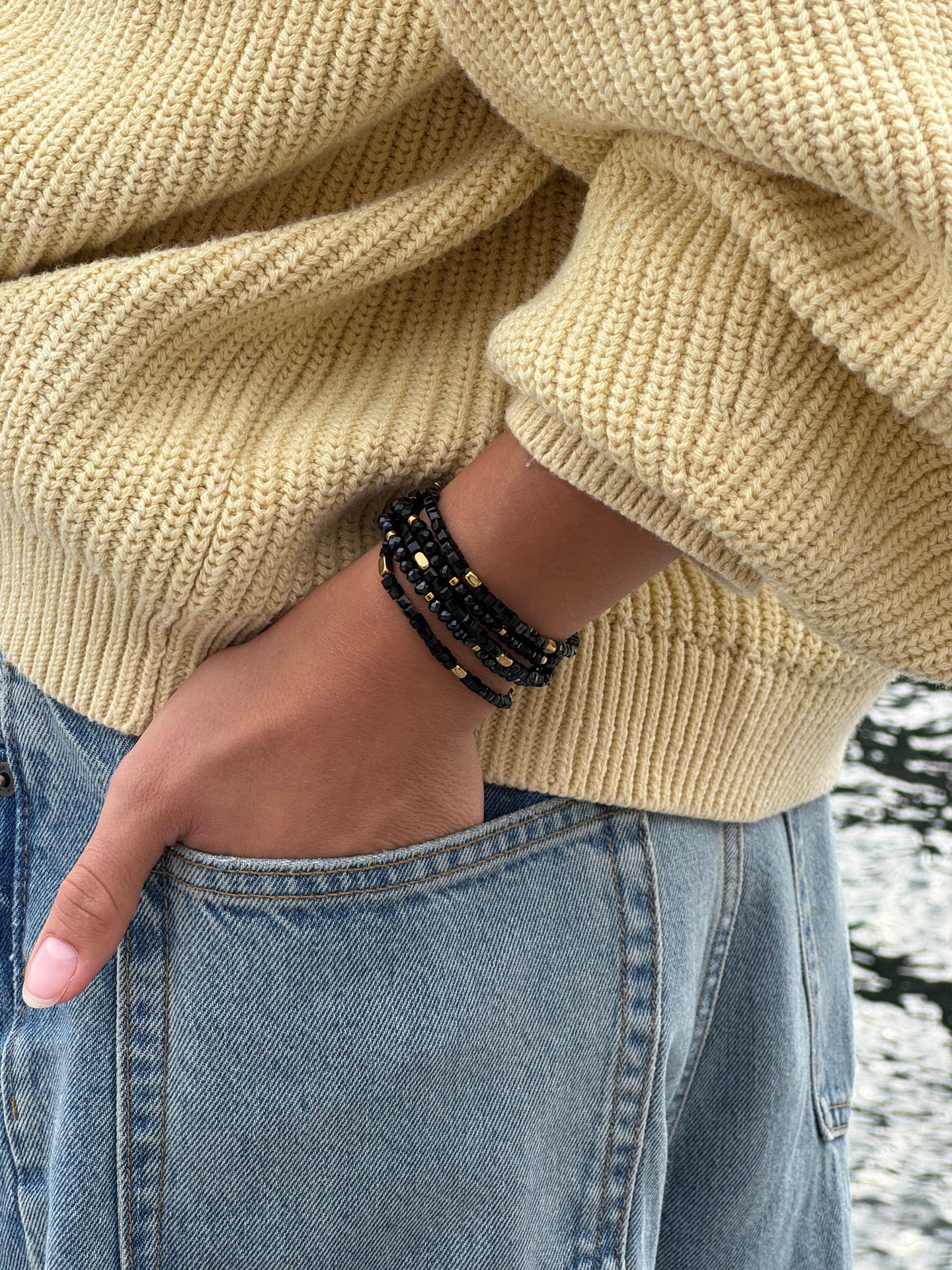 Armband Merle Schwarz-Mix - Set mit 5 Stk