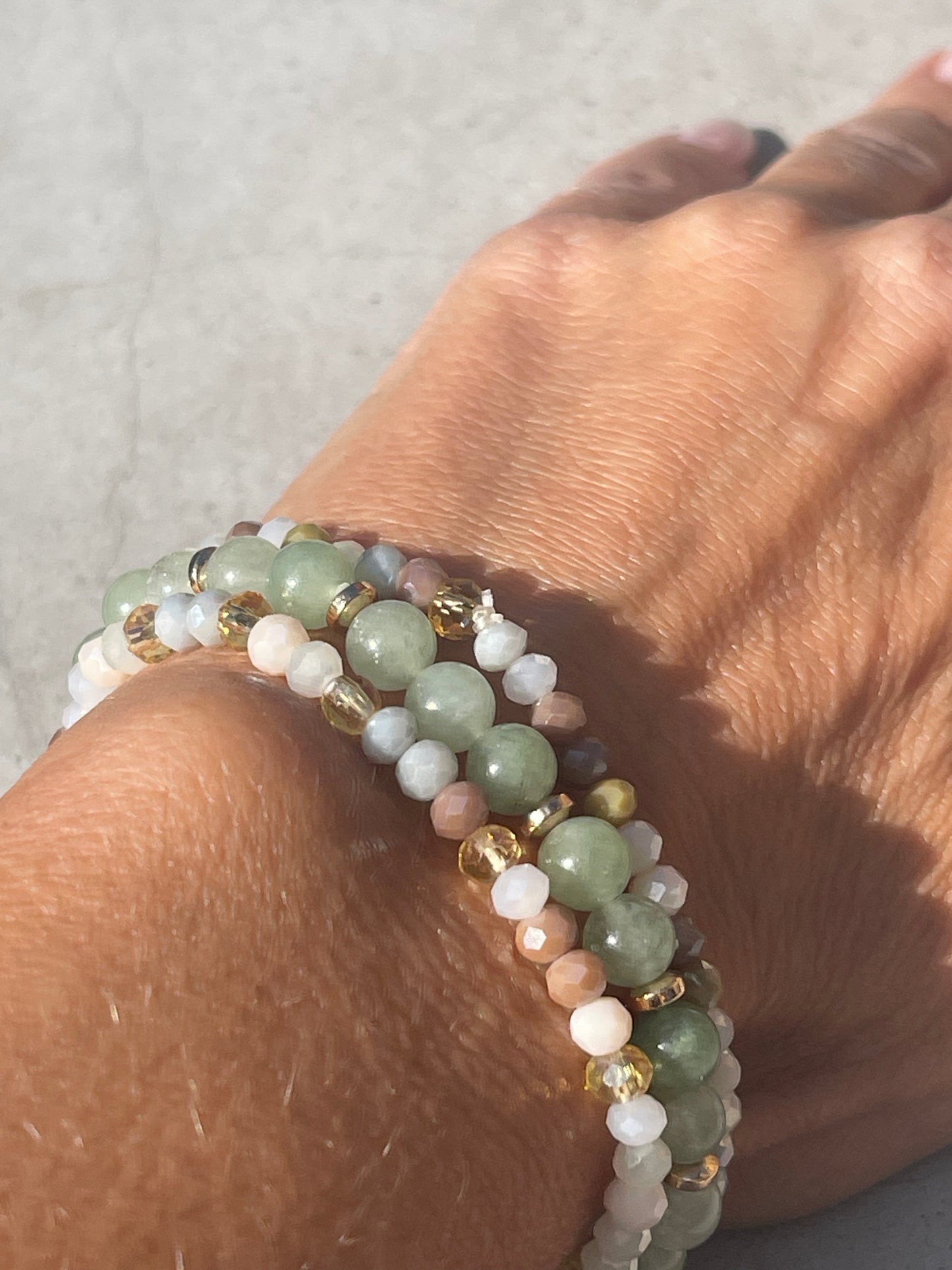Armband Luna Jade Grün – Set mit 3 Stk.