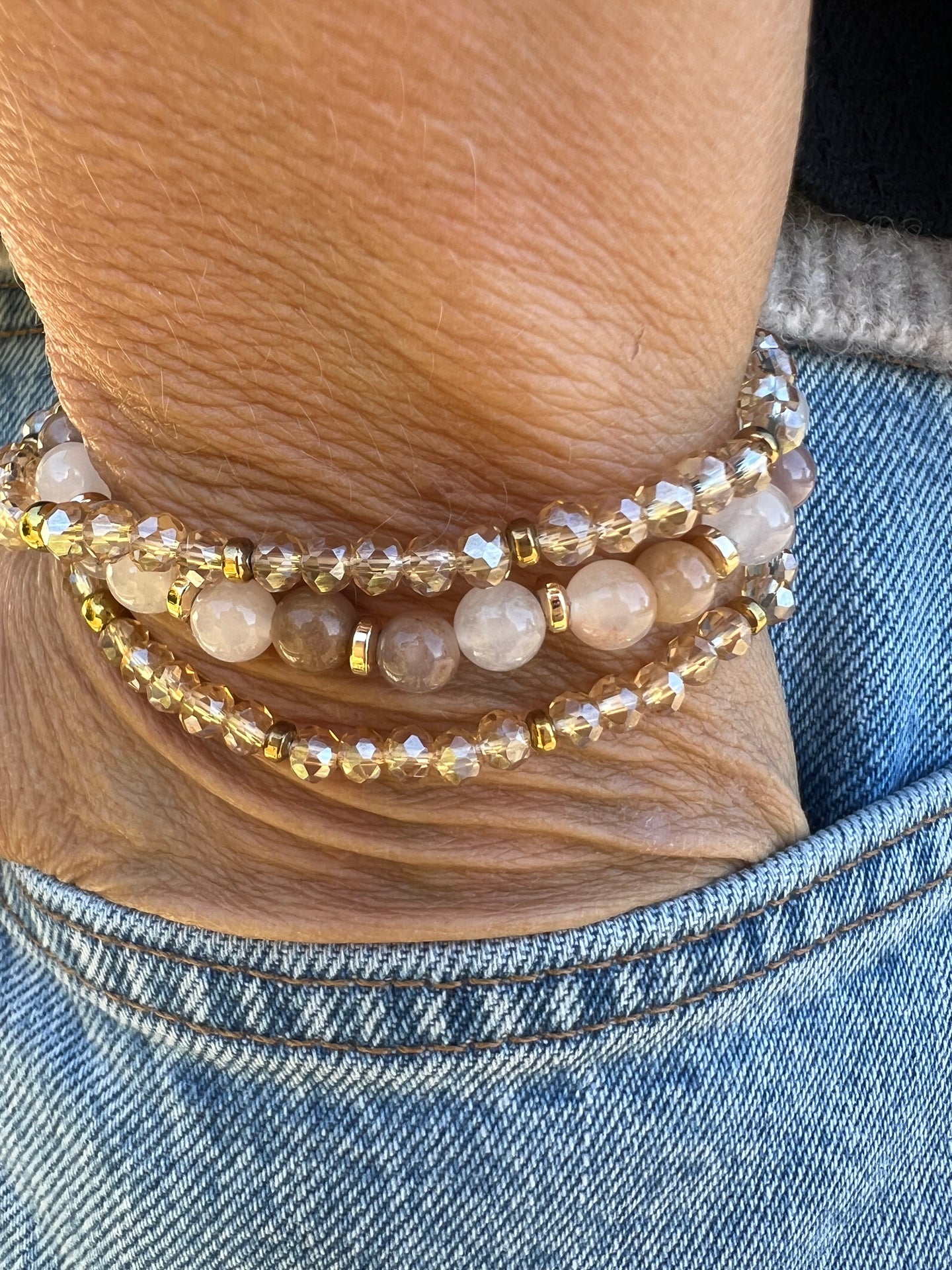 Armbänder Luna Blush Mix / Natur – Set mit 3 Stk.
