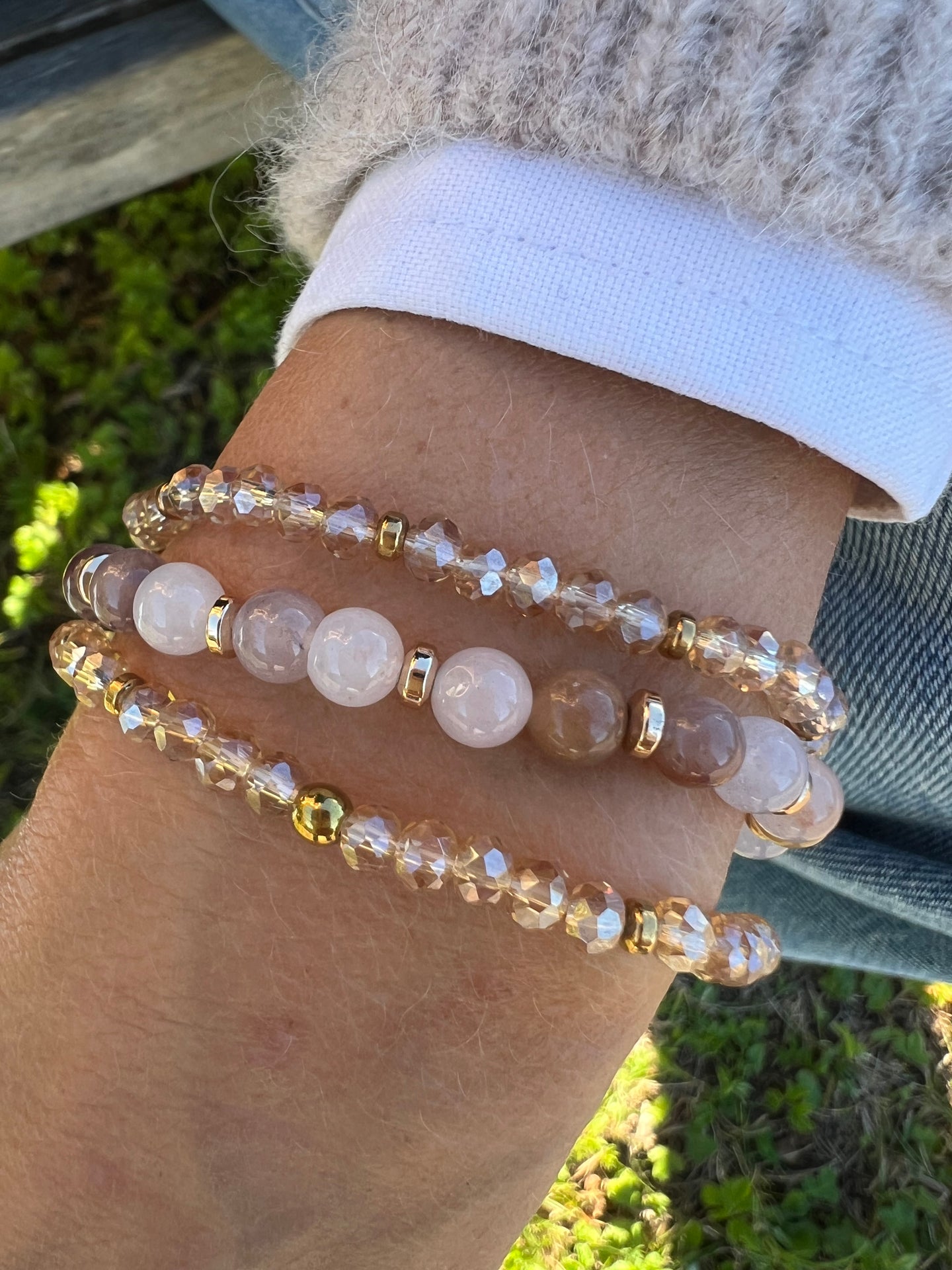 Armbänder Luna Blush Mix / Natur – Set mit 3 Stk.