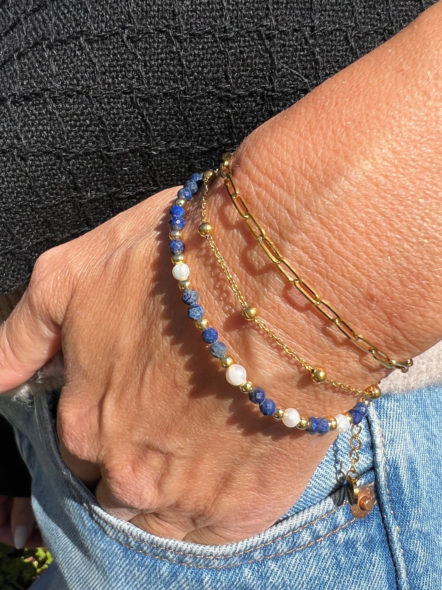 Armband-Set Lilja mit 3 Stk. - Echte Süßwasserperlen