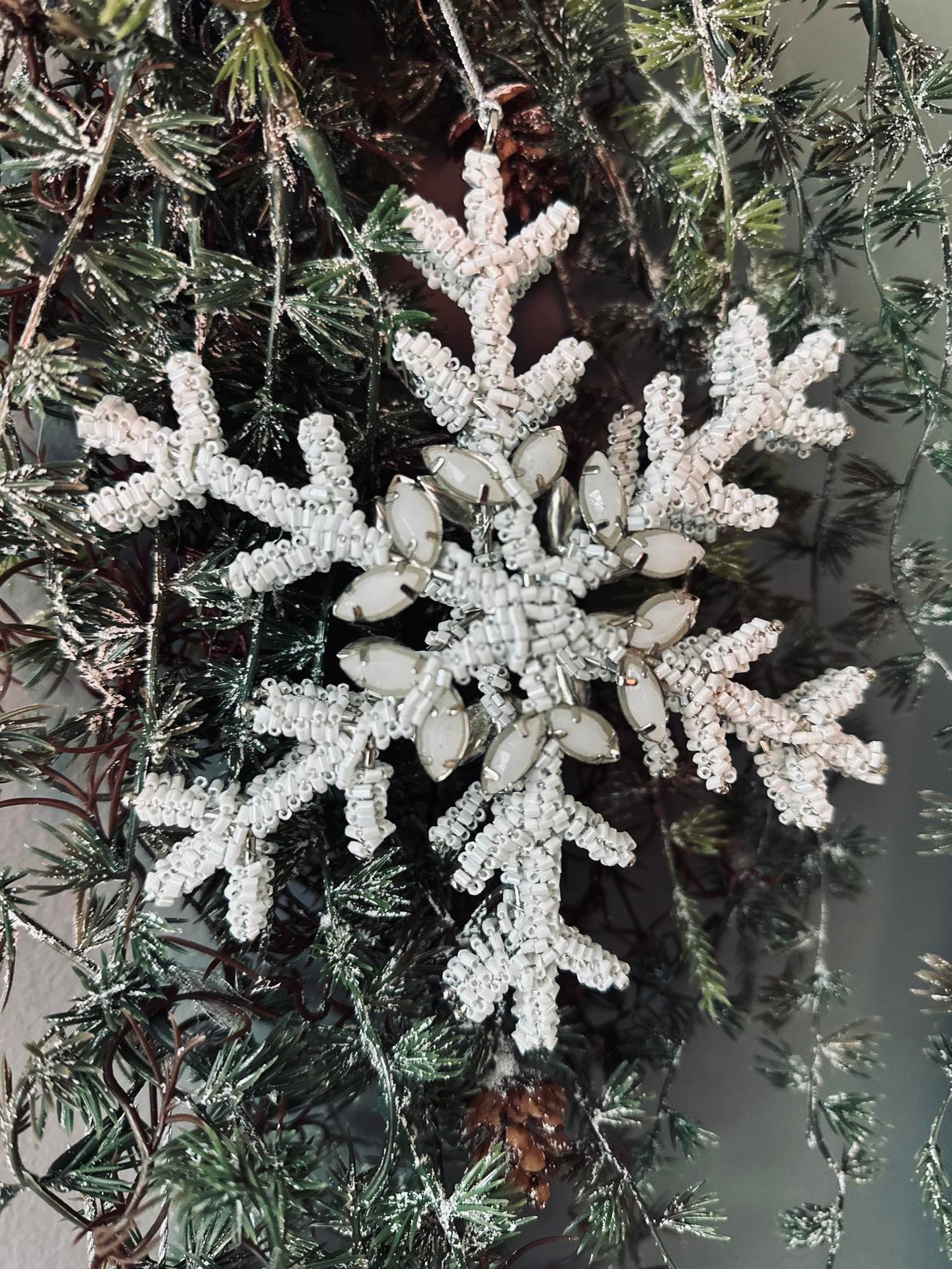 Weihnachtsanhänger silver / white mix