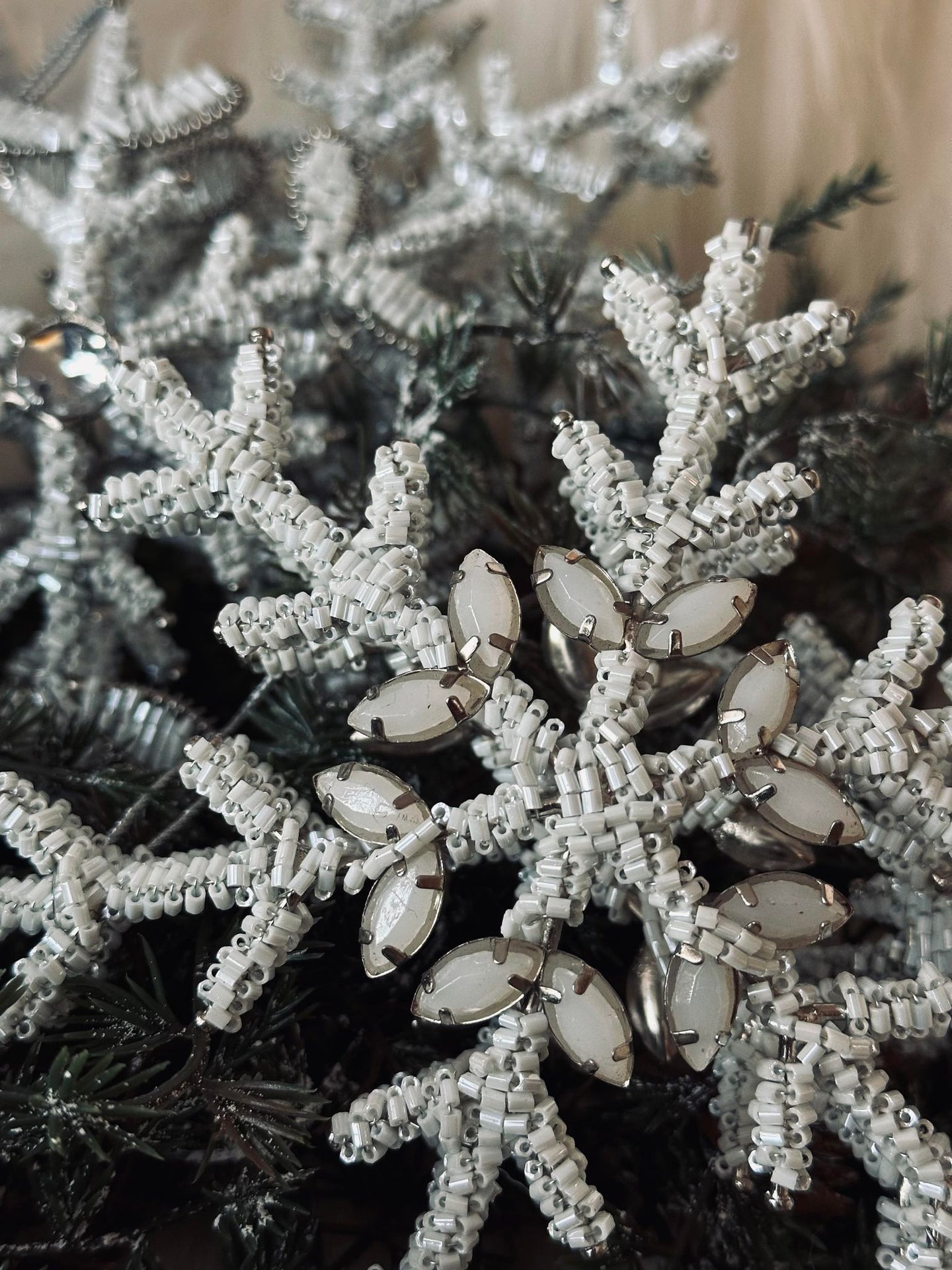 Weihnachtsanhänger silver / white mix