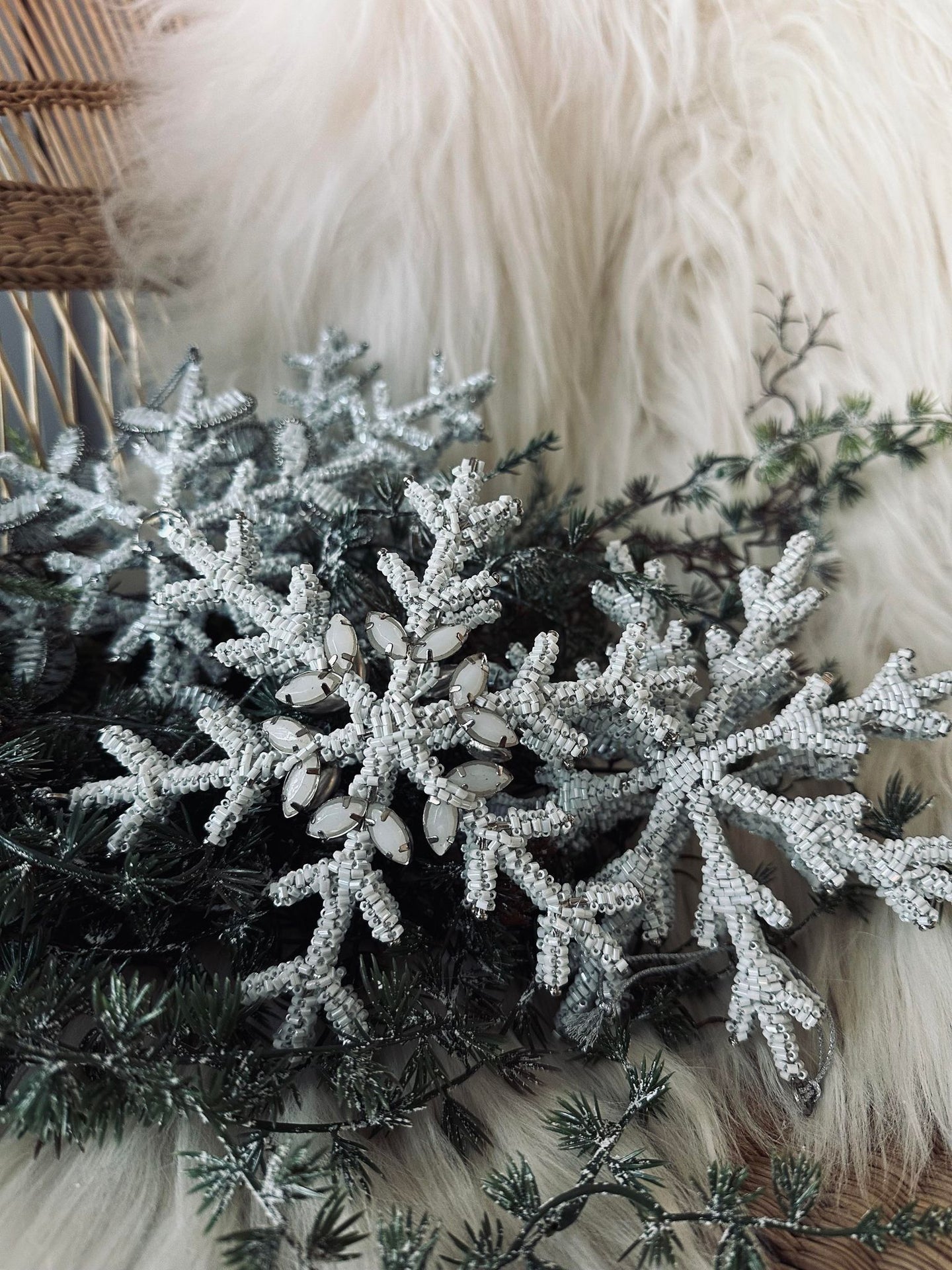 Weihnachtsanhänger silver / white mix