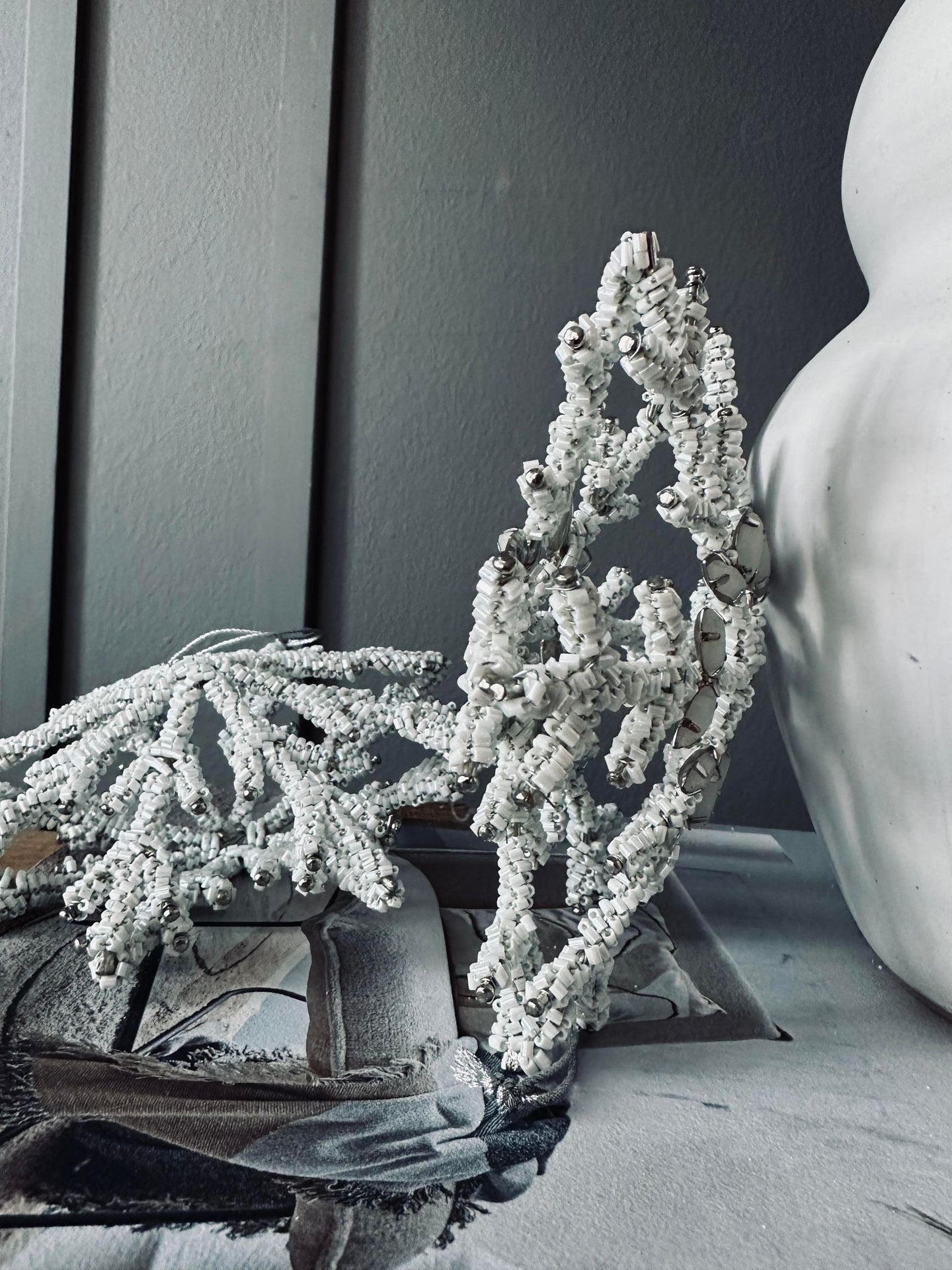 Weihnachtsanhänger silver / white mix