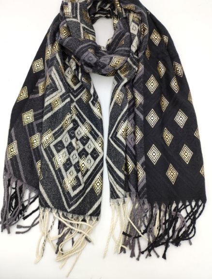 Schal diamond printed black