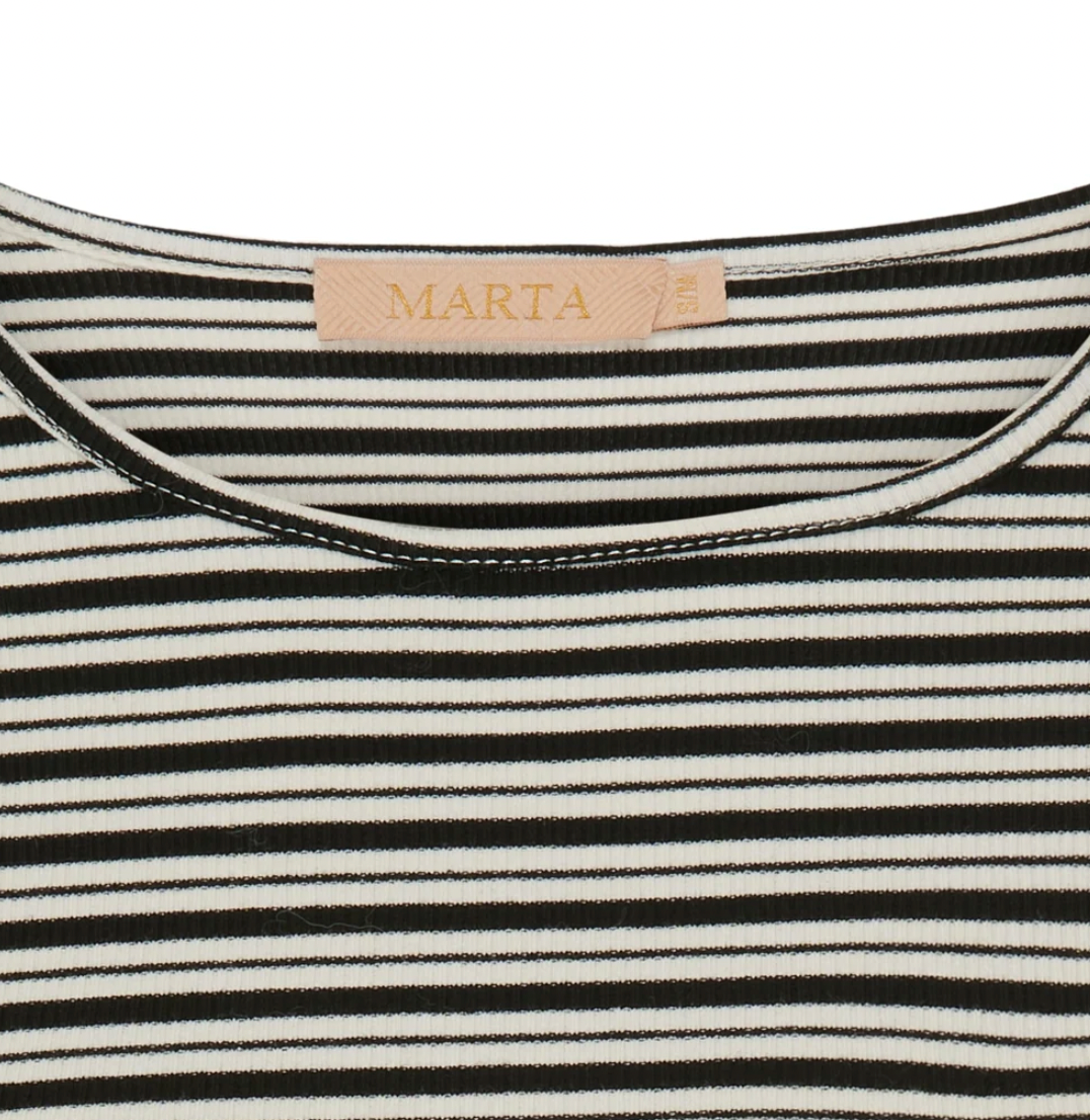 Bluse Christel strib - Black / Creme
