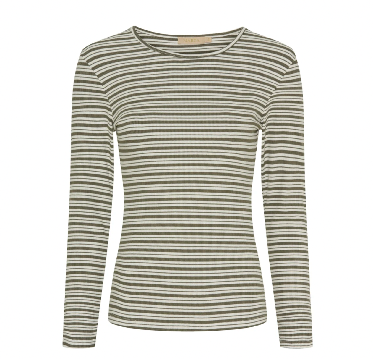 Bluse Christel gestreift - Khaki / Creme