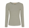 Bluse Christel gestreift - Khaki / Creme