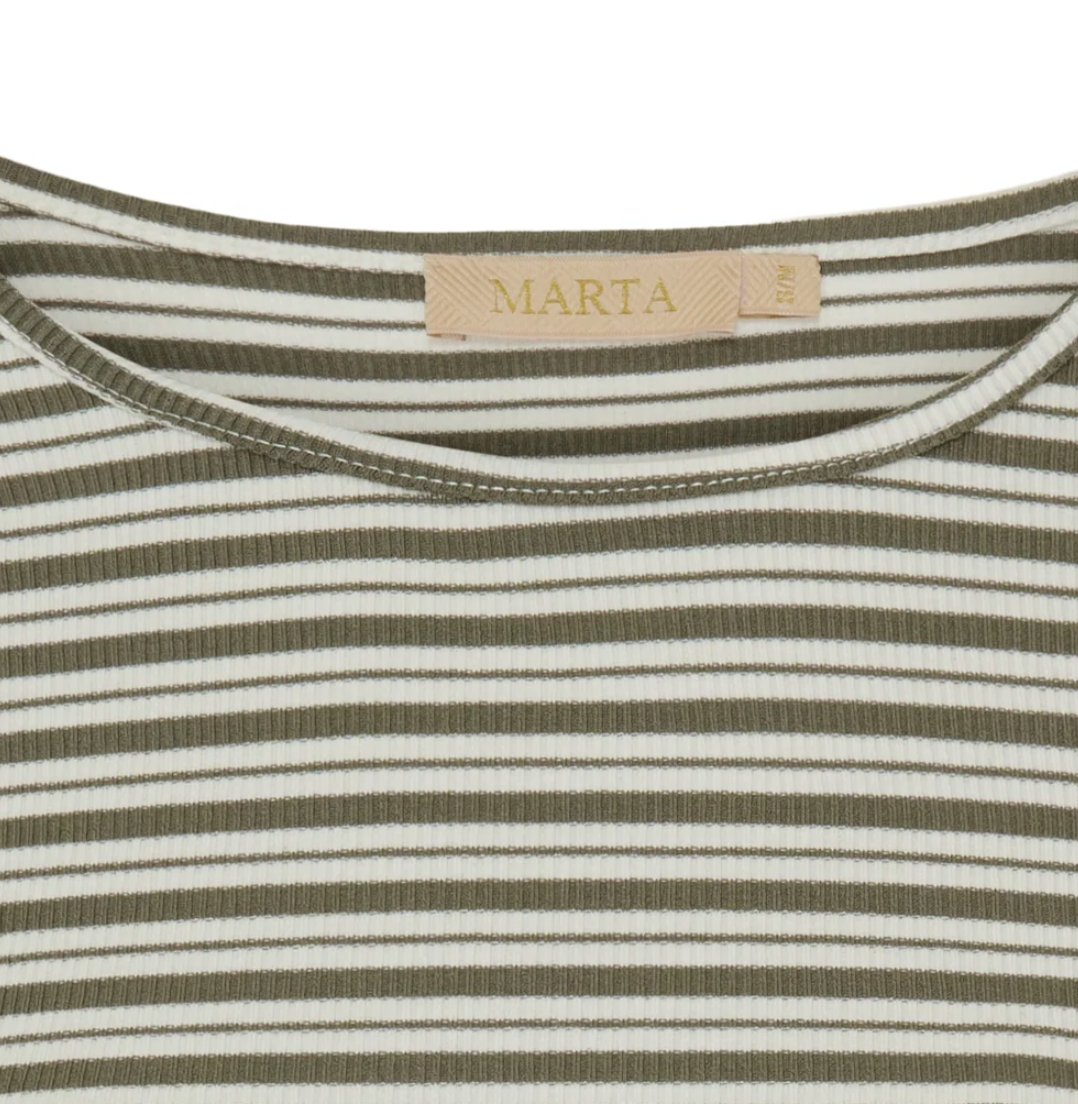Bluse Christel gestreift - Khaki / Creme