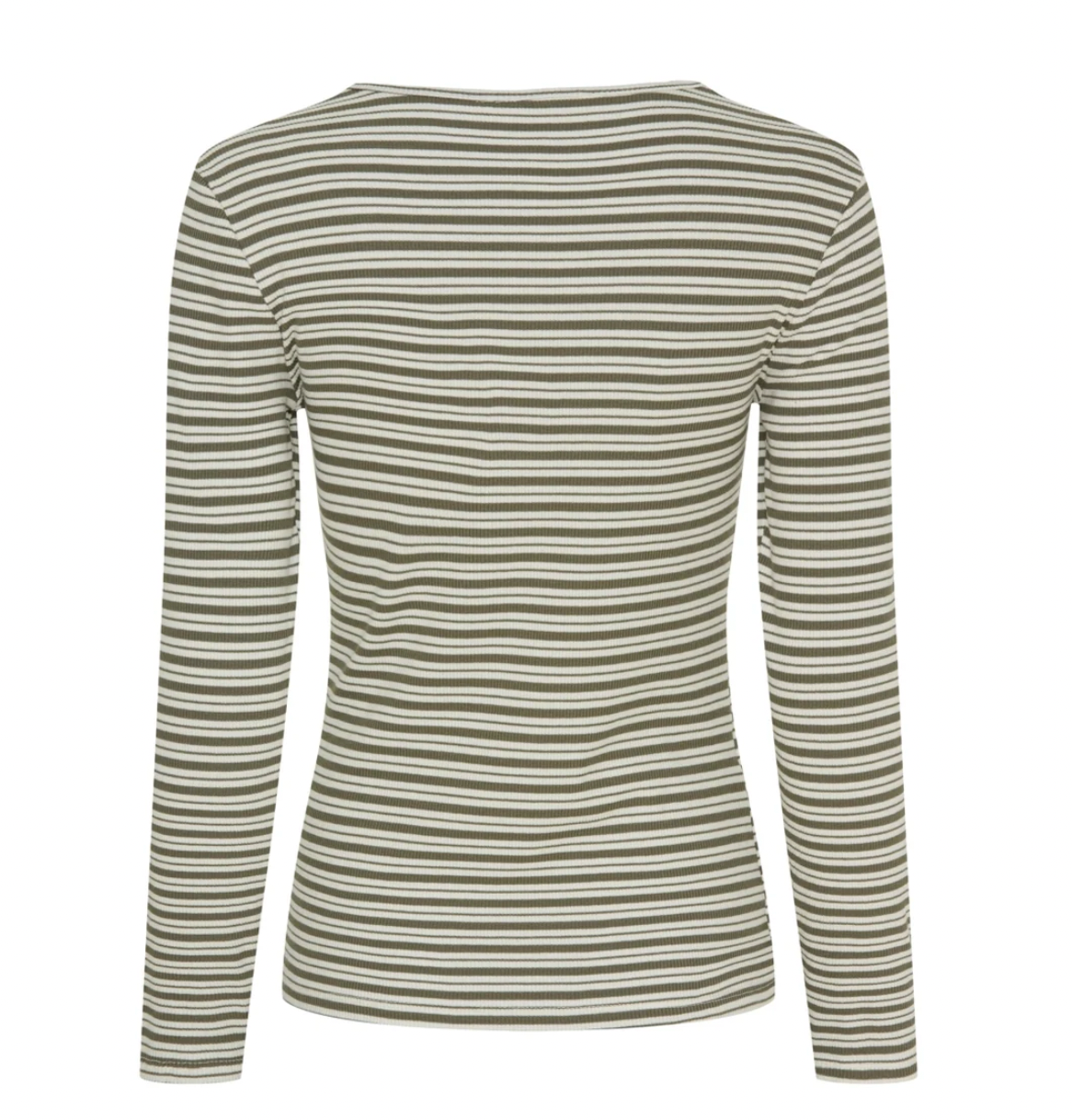 Bluse Christel gestreift - Khaki / Creme