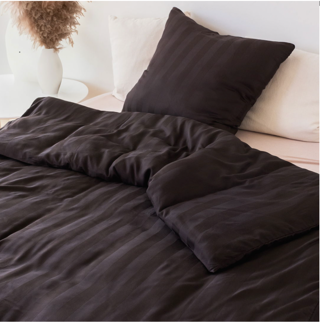 Bambus-Satin-Bettwäsche, braun, 140x200 - 63x60