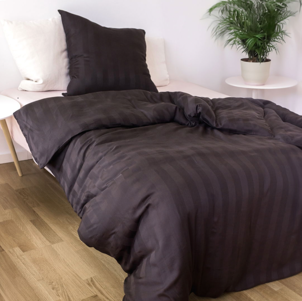 Bambus-Satin-Bettwäsche, braun, 140x200 - 63x60