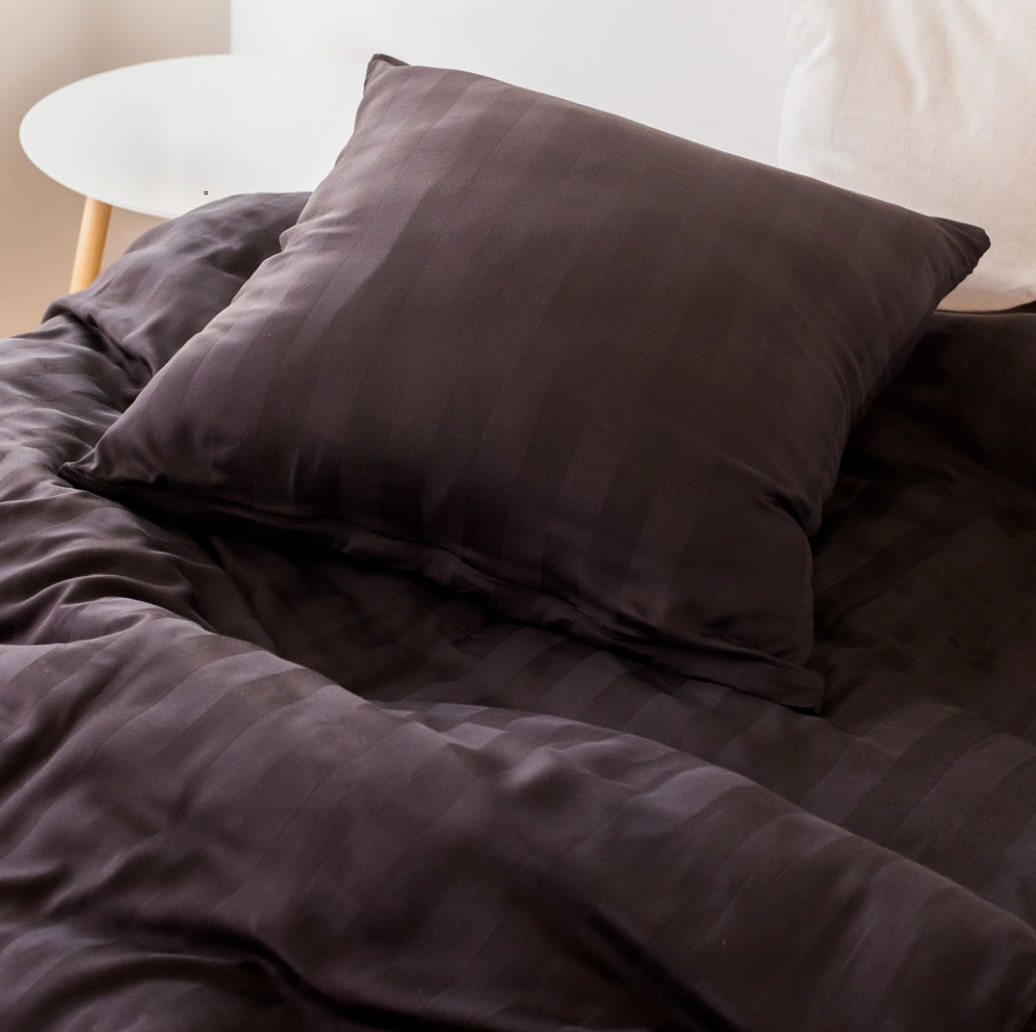Bambus-Satin-Bettwäsche, braun, 140x220 - 63x60