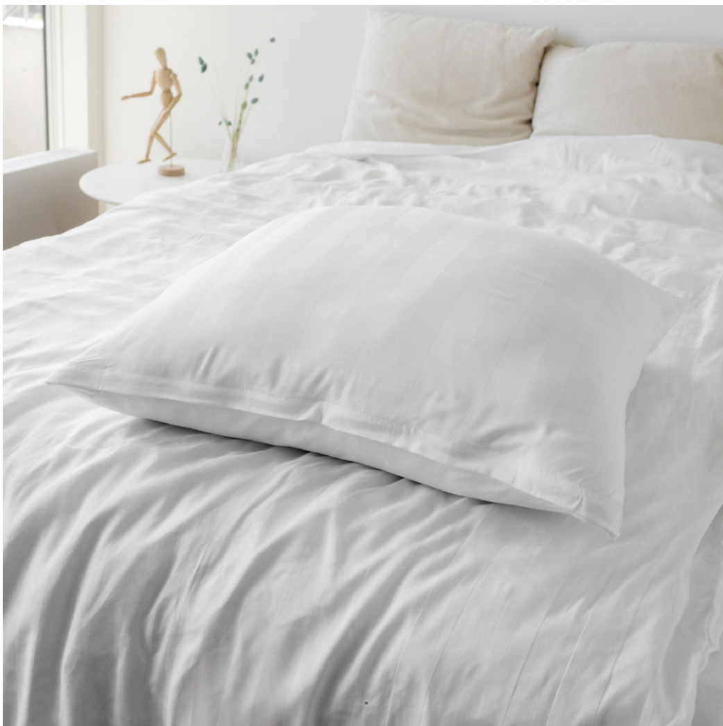 Bambus-Satin-Bettwäsche-Set, weiß, 140x220 - 63x60