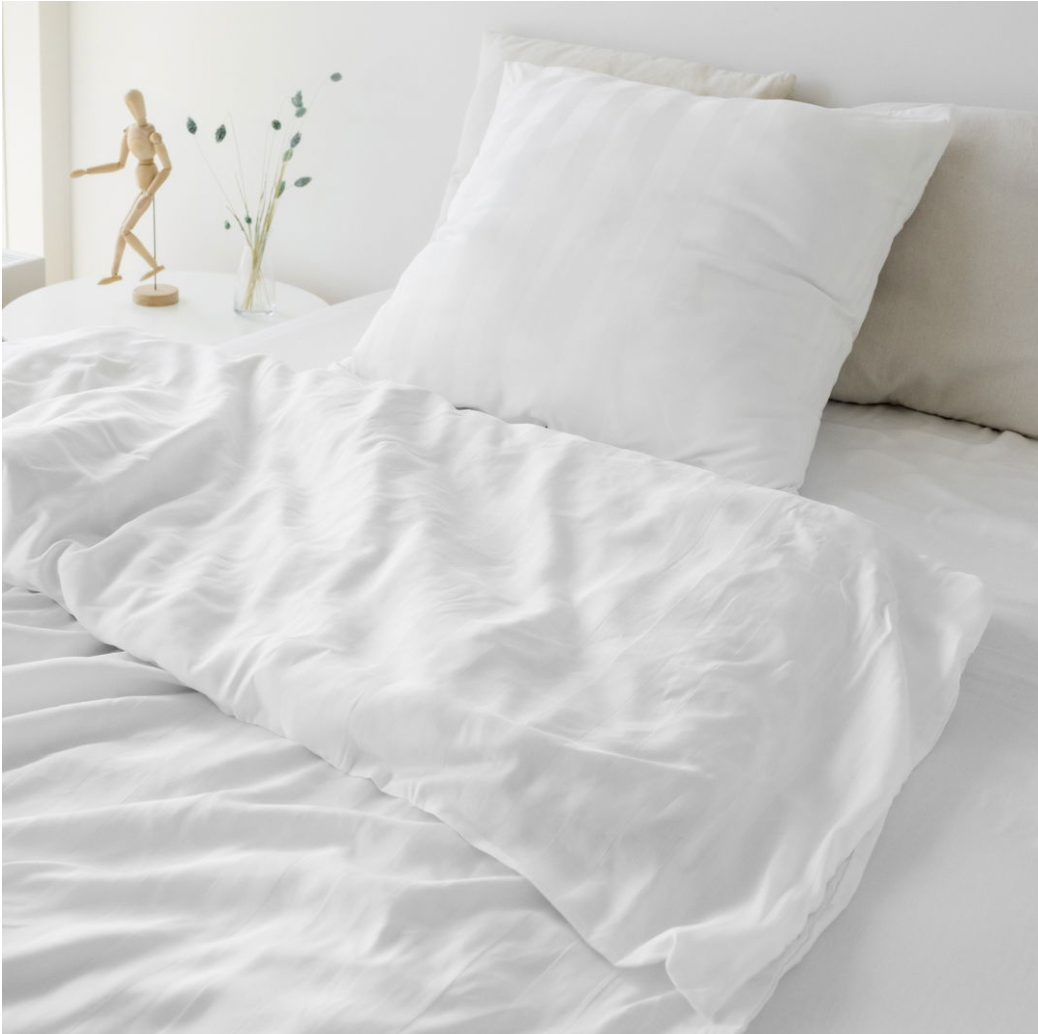 Bambus-Satin-Bettwäsche-Set, weiß, 140x220 - 63x60
