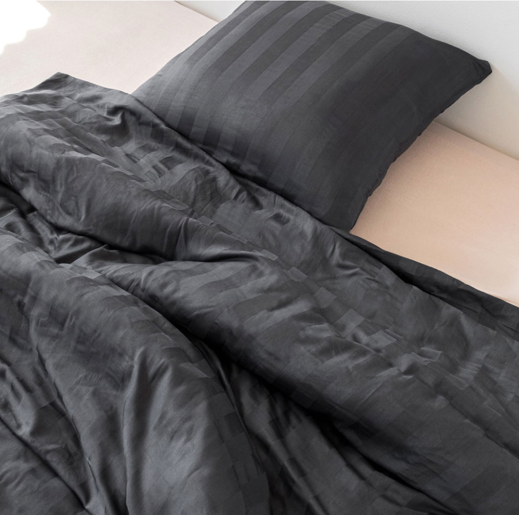 Bambus-Satin-Bettwäsche, koksgrau, 140x200 - 63x60