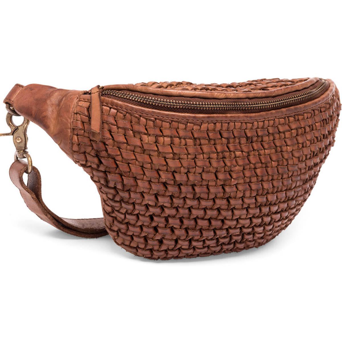 Bumbag Geflecht Cognac